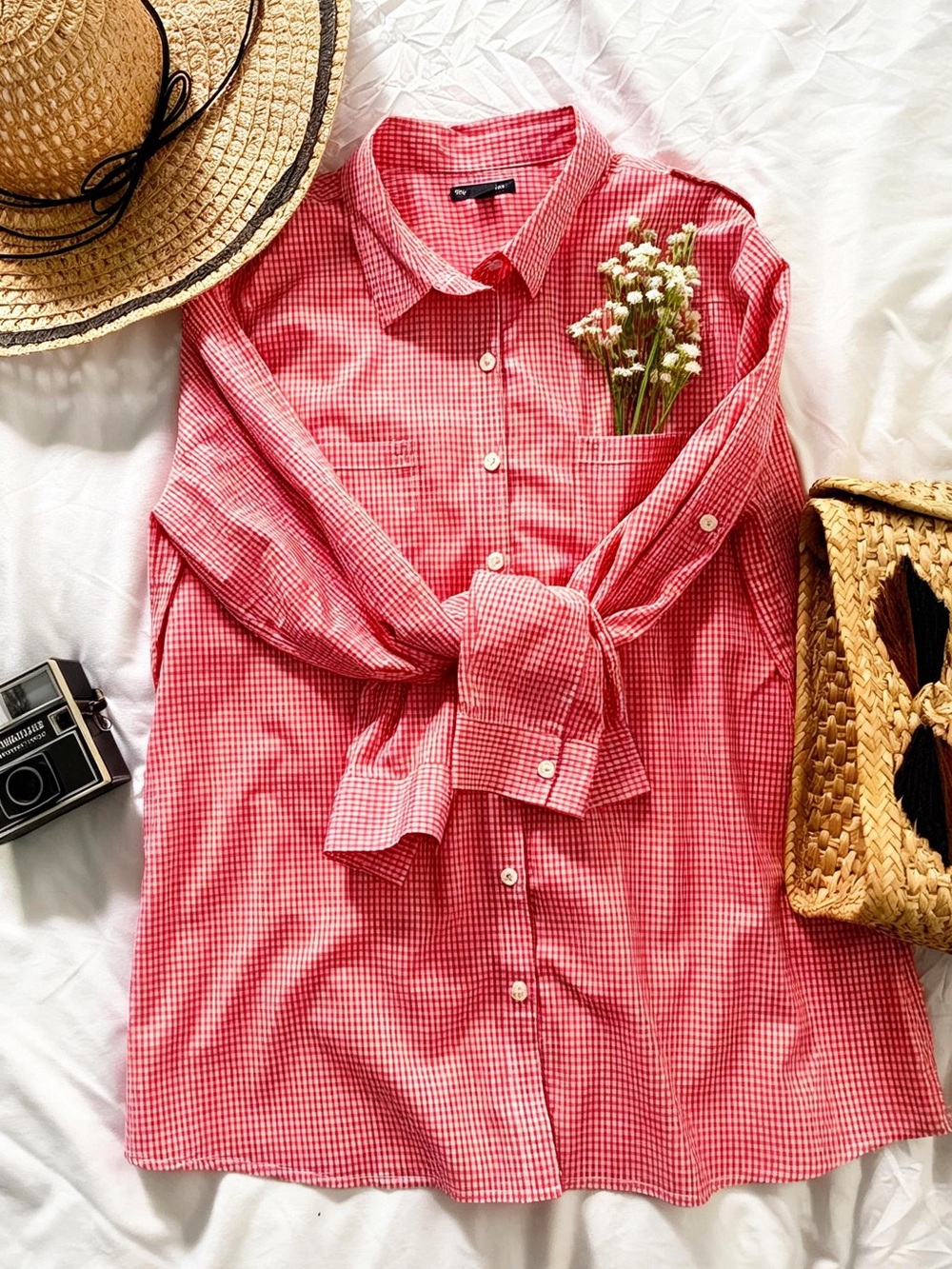 Gap Red Gingham Button Down Shirt Women XXL Classic Preppy Top